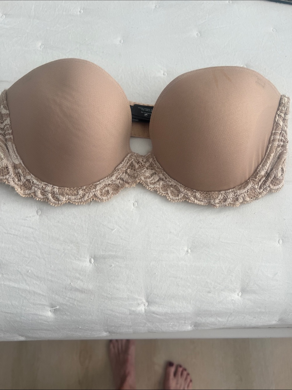 Natori Strapless Lace-Trim Bandeau Bra - Beige